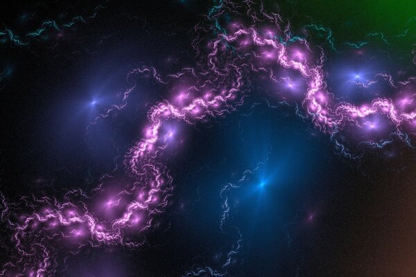 Disegno astratto di una treccia di fumo nel Buio blu