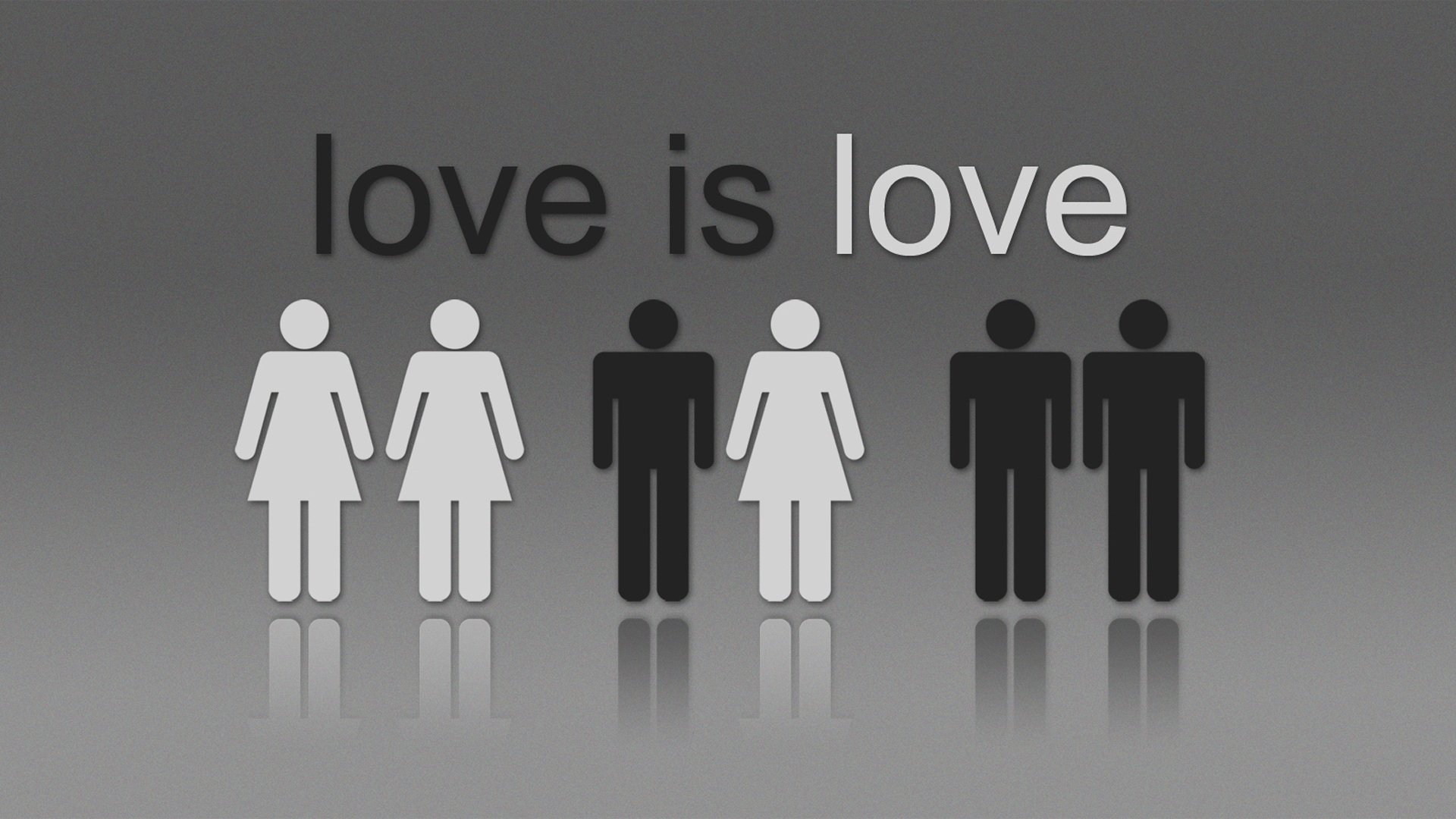 love is love due razza amore coppie sfondo grigio iscrizione romanticismo riflessione nero bianco disegni anime