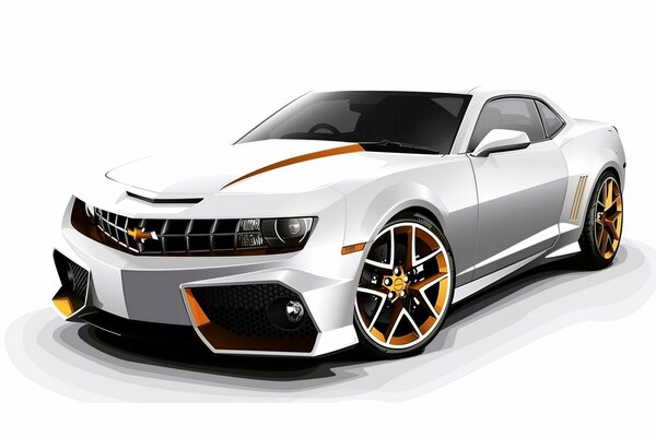 Bianco Chevrolet Camaro su sfondo bianco