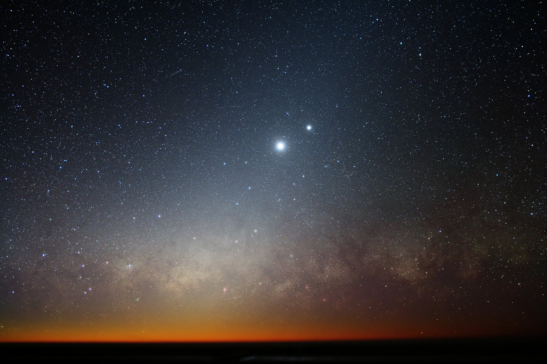 luna orizzonte via lattea stelle galassia venere universo