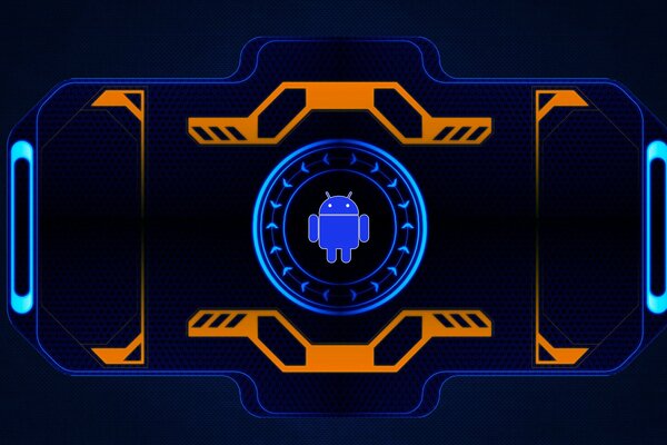 Sfondo scuro Android luminoso arancione blu