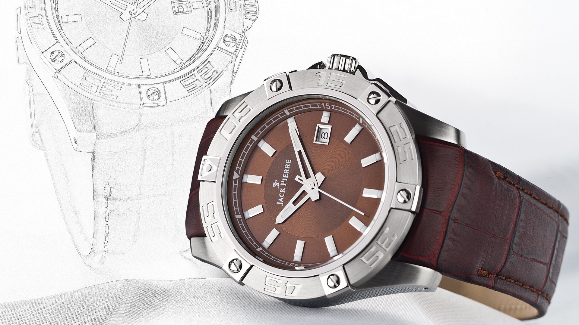 orologio marrone cuoio di cucitura