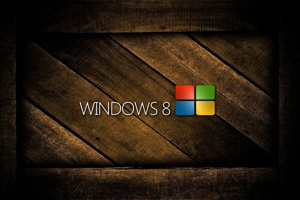 Logo microsoft windows 8 su sfondo in legno