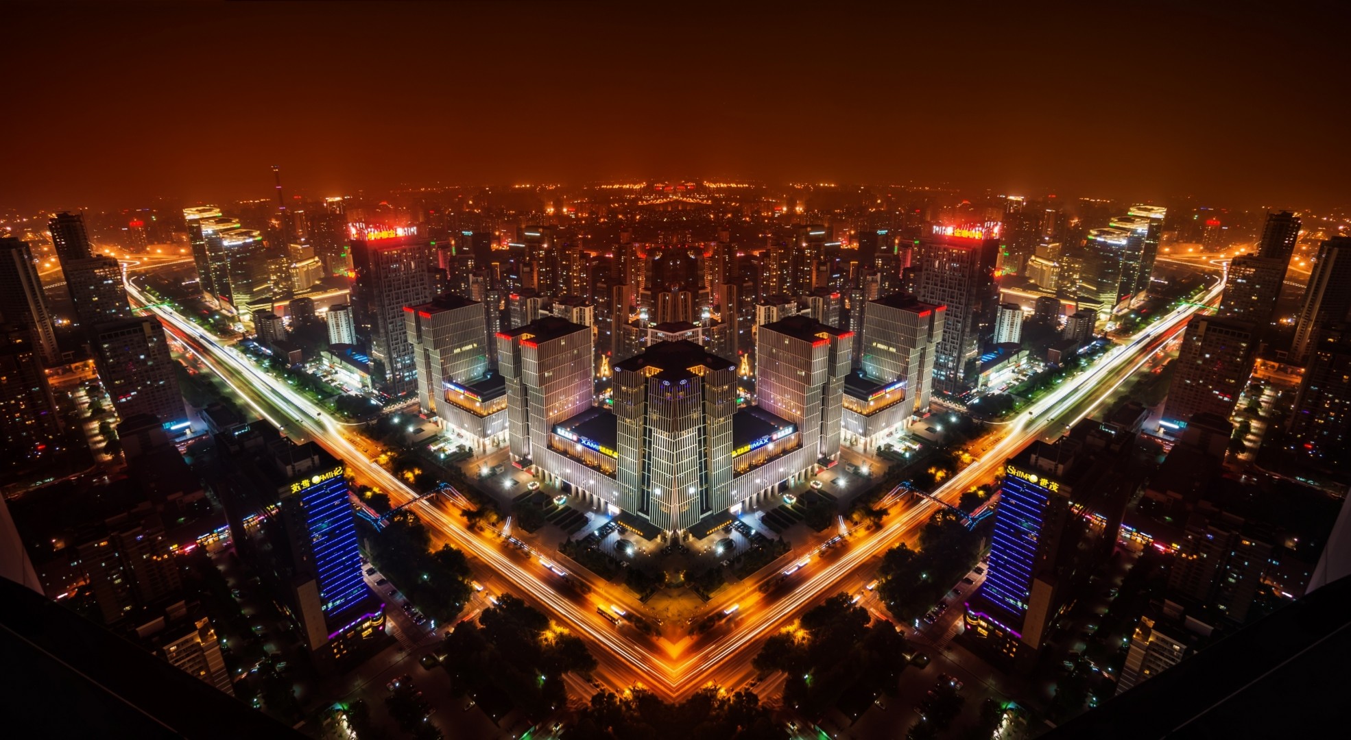 pechino cina panorama città notturna