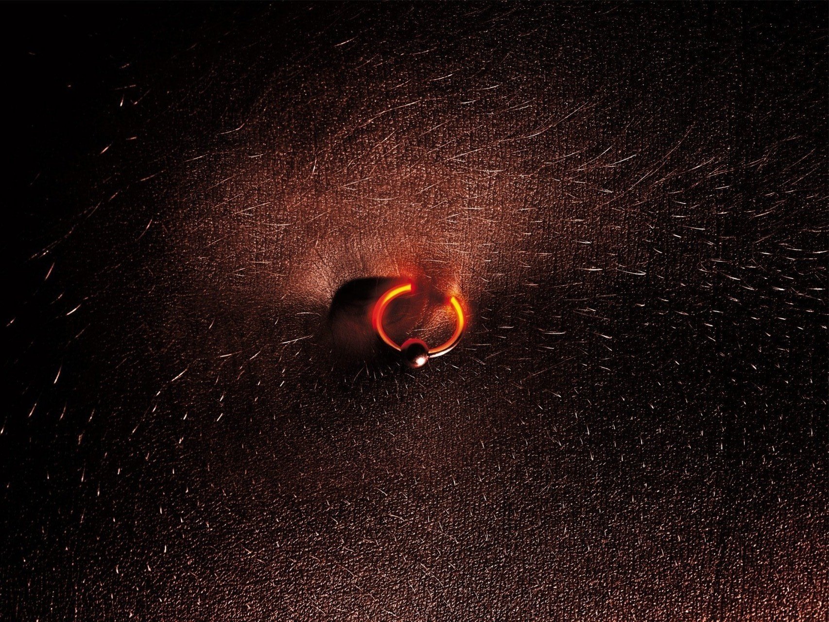 grillo luminoso puntura pelle scintille macro peli ombelico piercing