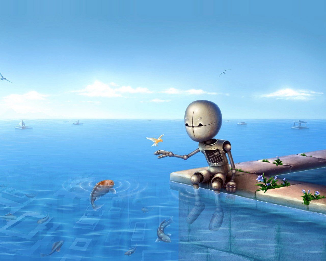 robot pesci orizzonte mare