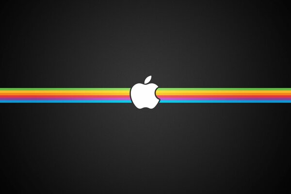 Logo Apple su sfondo nero con arcobaleno