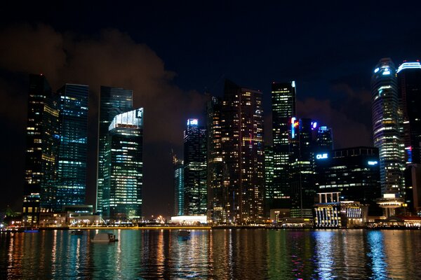 Notte Città Singapore notte e Grattacielo