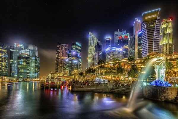 Singapore luci luminose della città