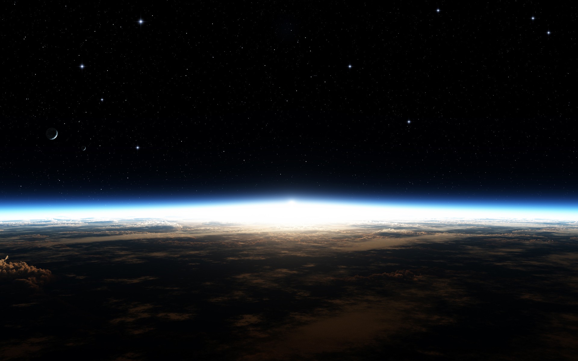 spazio stelle pianeta terra bagliore orizzonte galassia nuvole