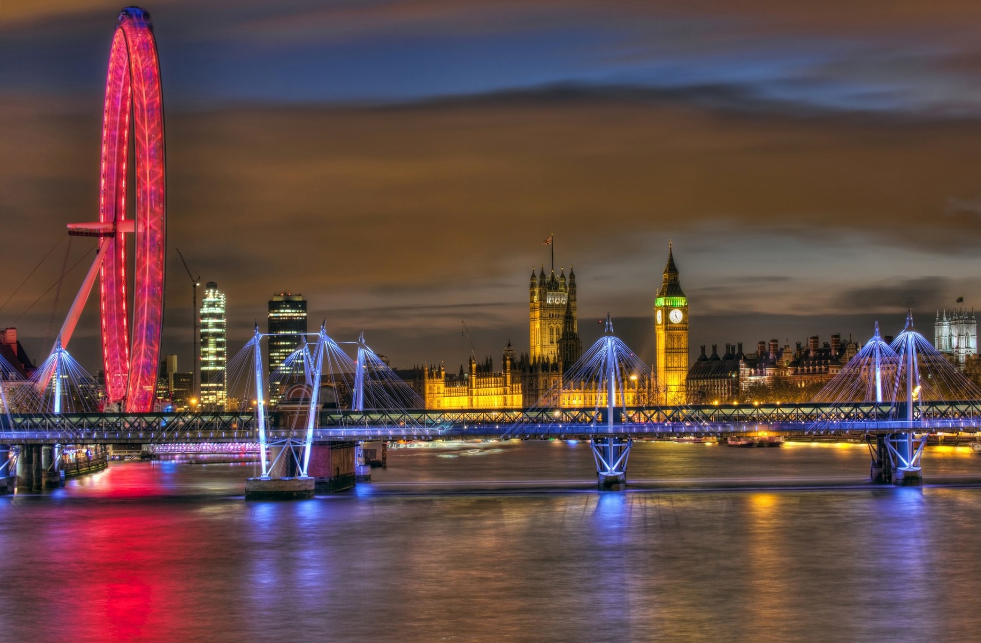 inghilterra notte fiume ponte big ben regno unito ruota panoramica londra palazzo di westminster tamigi illuminazione london eye