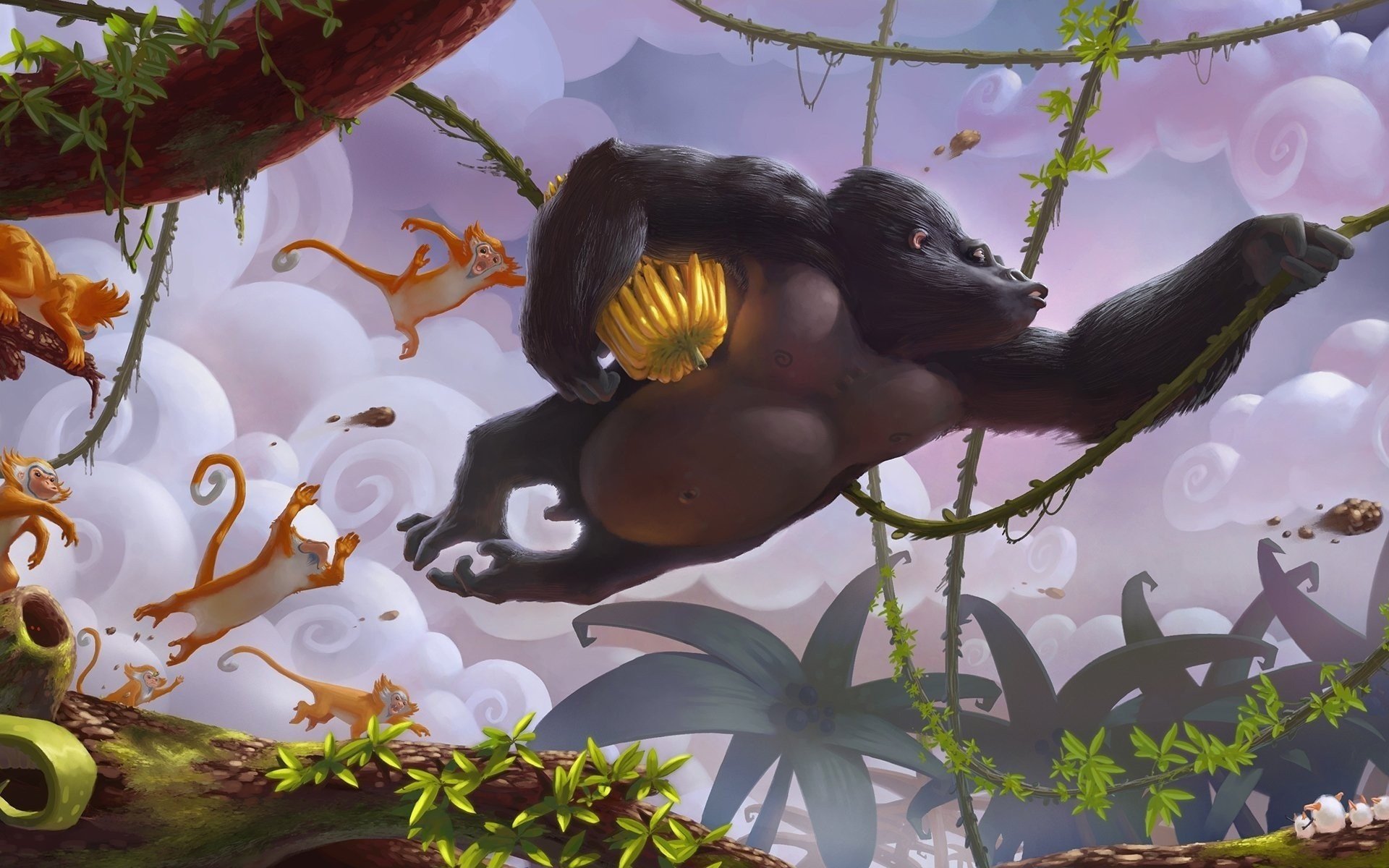 foresta gorilla animali fiore disegni anime