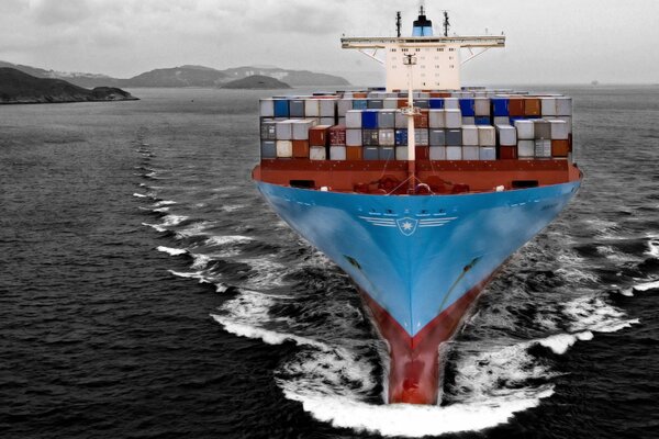 Nave da carico con container in mare