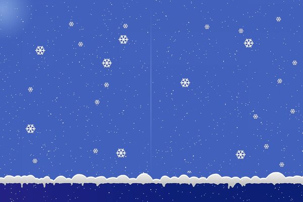 Fiocchi di neve bianchi su sfondo blu che cadono nella neve