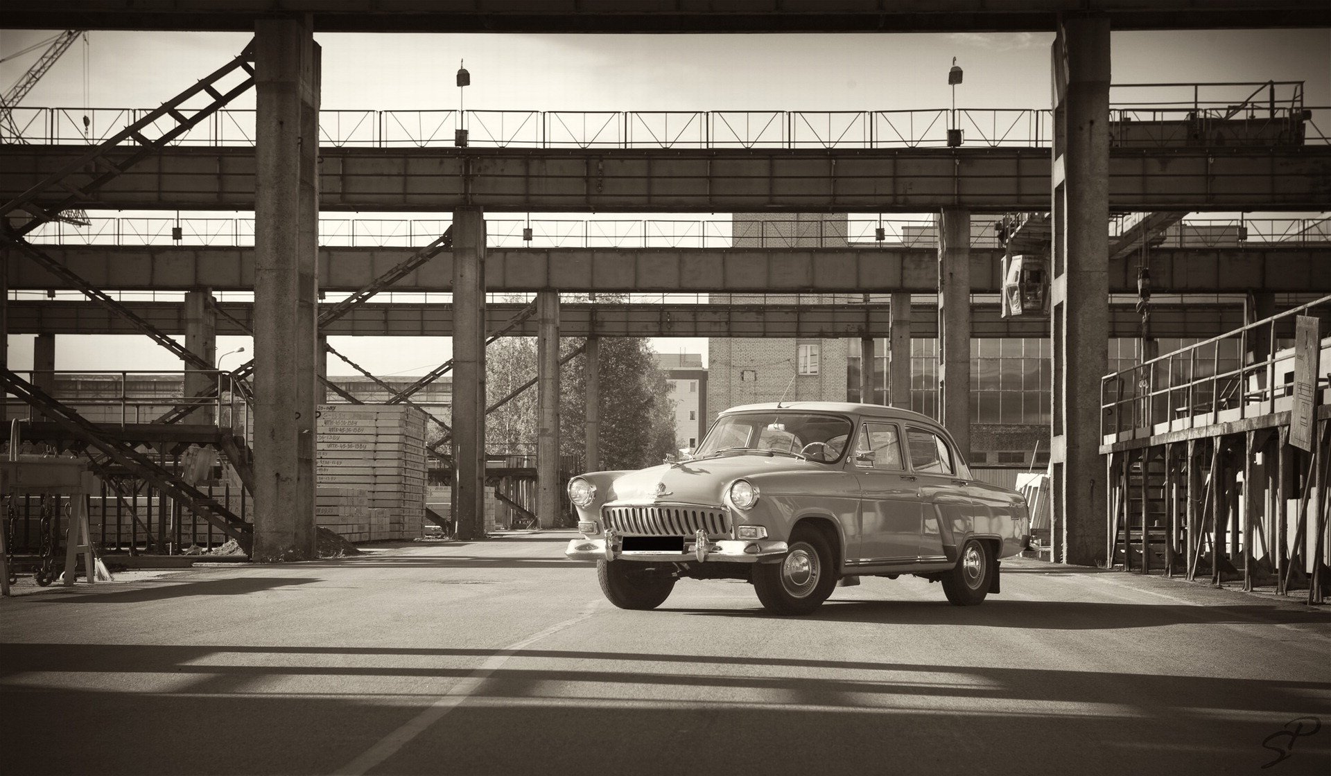gaz volga macchina retro fabbrica carta da parati