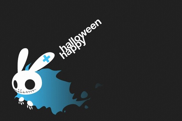 Spaventoso coniglio di Halloween su sfondo nero
