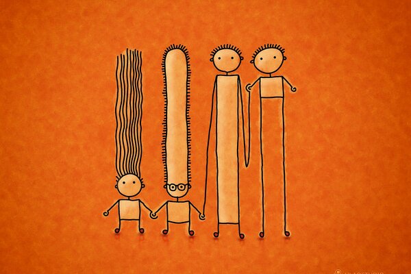 Disegno schematico di una famiglia di quattro persone