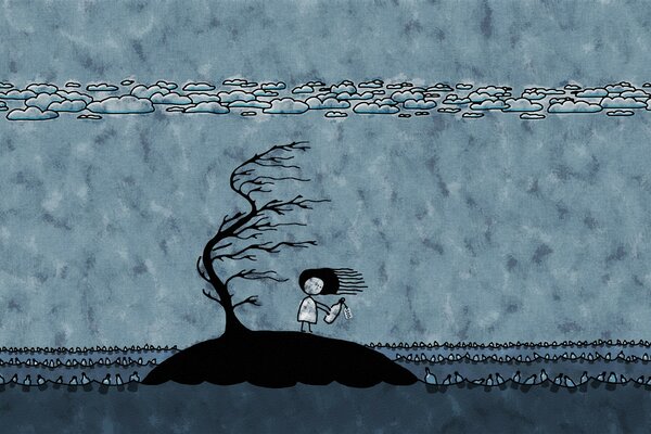 Bambina triste sull Isola
