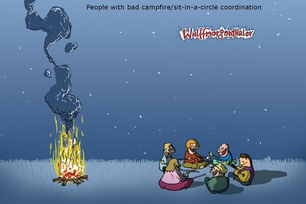 Picnic di notte vicino a un fuoco caldo