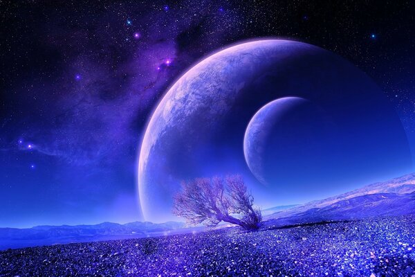 Il cosmo è raffigurato su un bellissimo sfondo viola