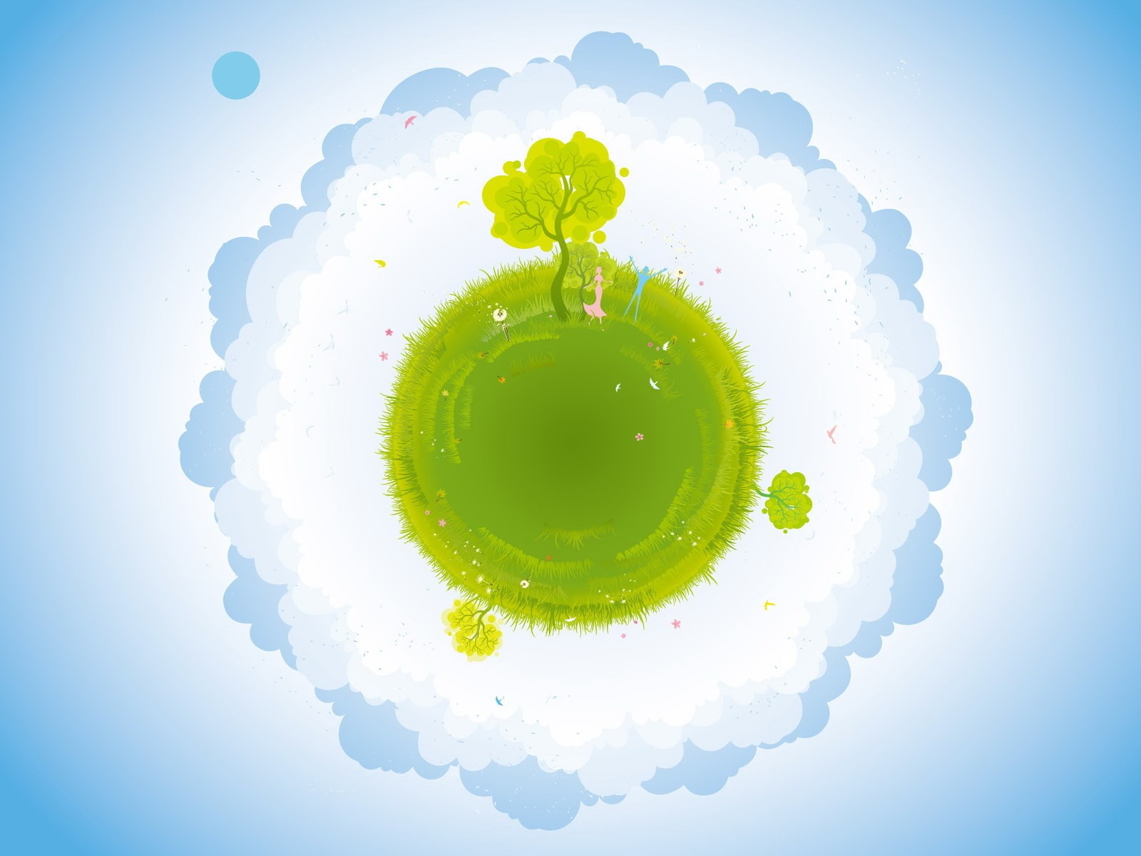 terra erba alberi nuvole verde blu