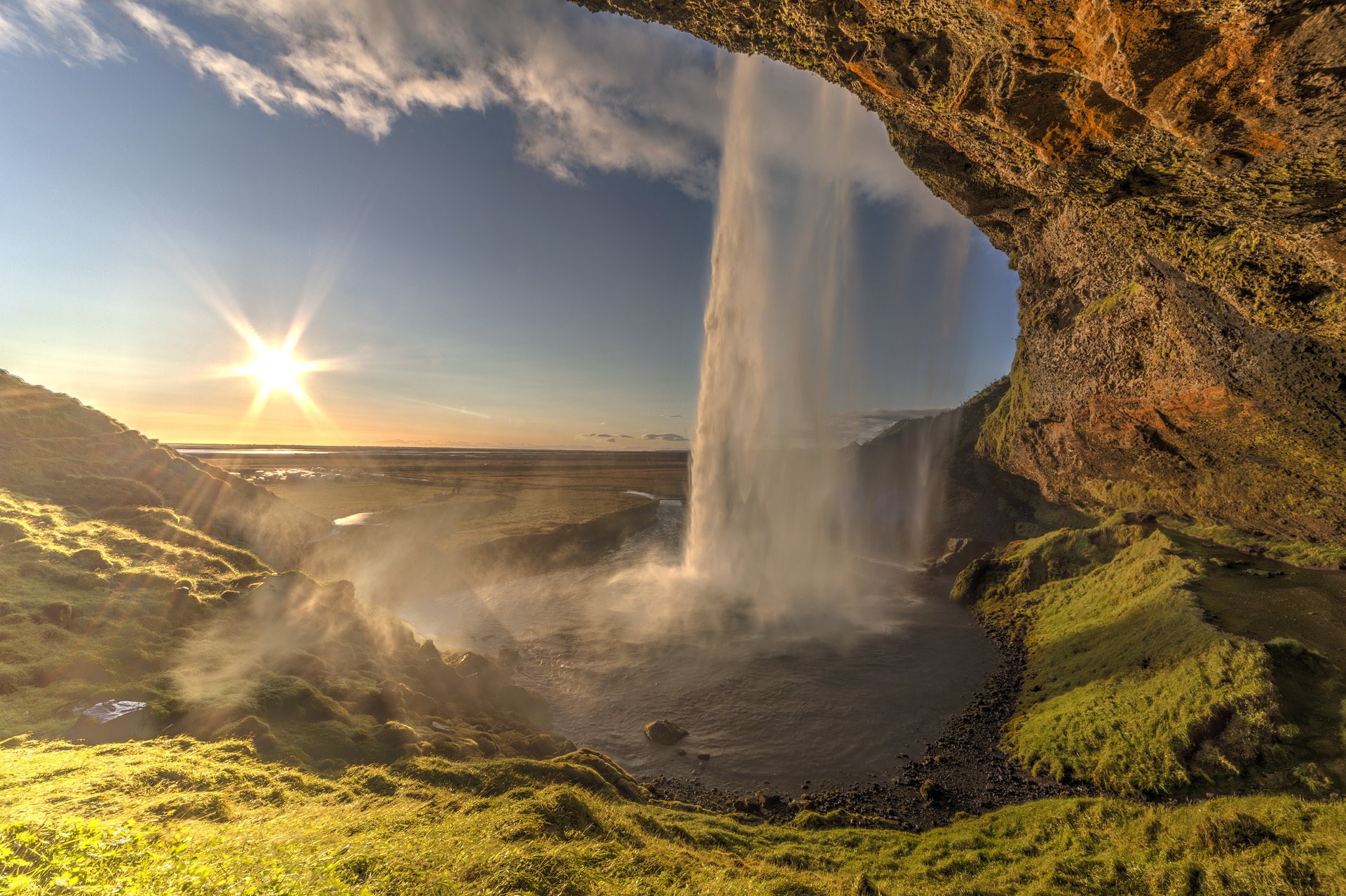 roccia cascata lago sole