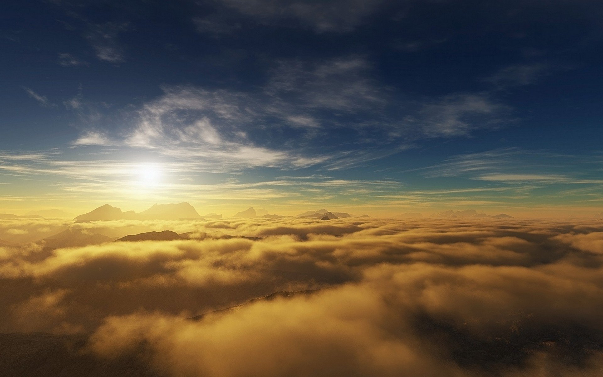 nuvole montagne cielo sole