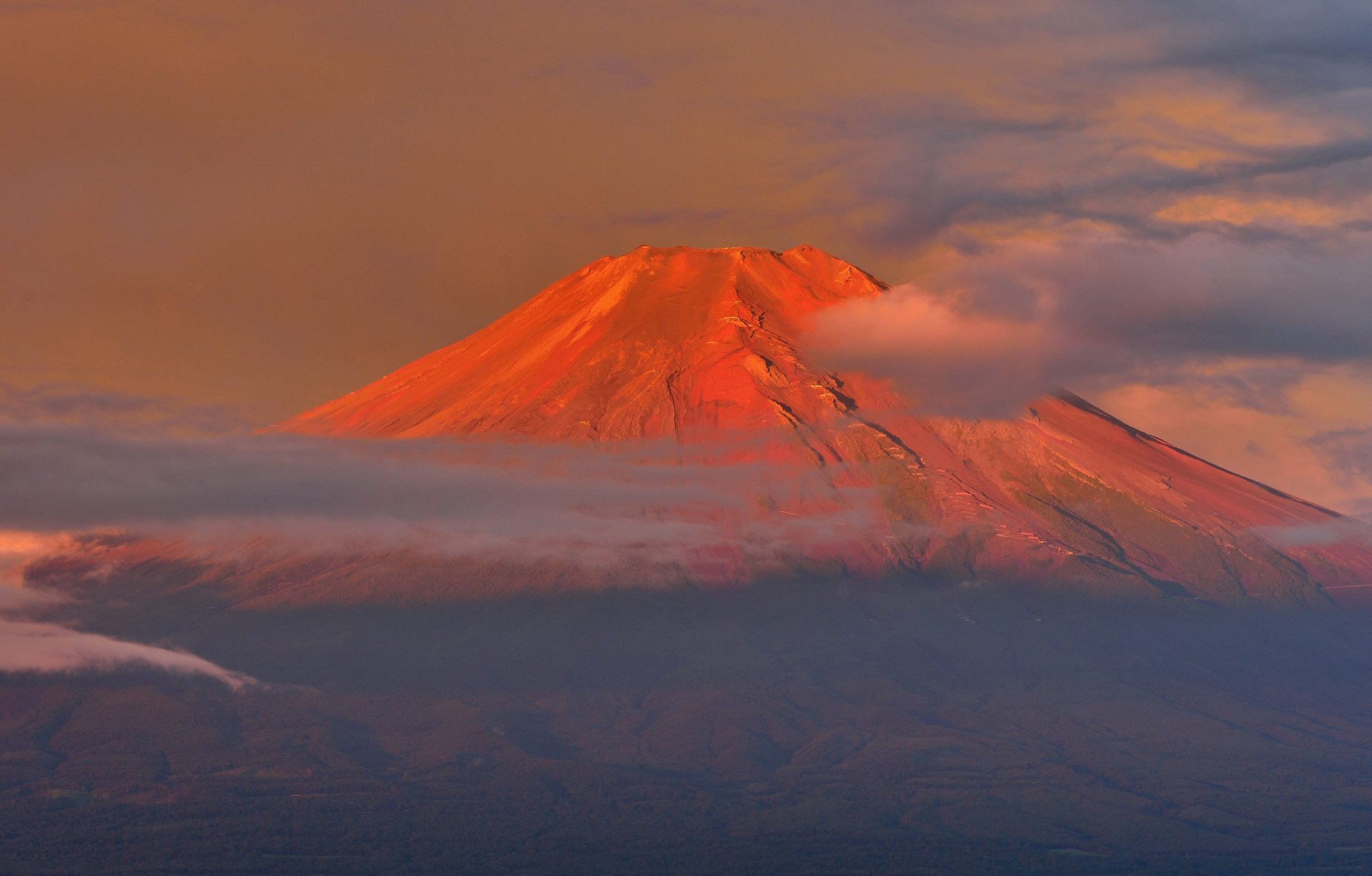 giappone monte fujiyama cielo nuvole tramonto