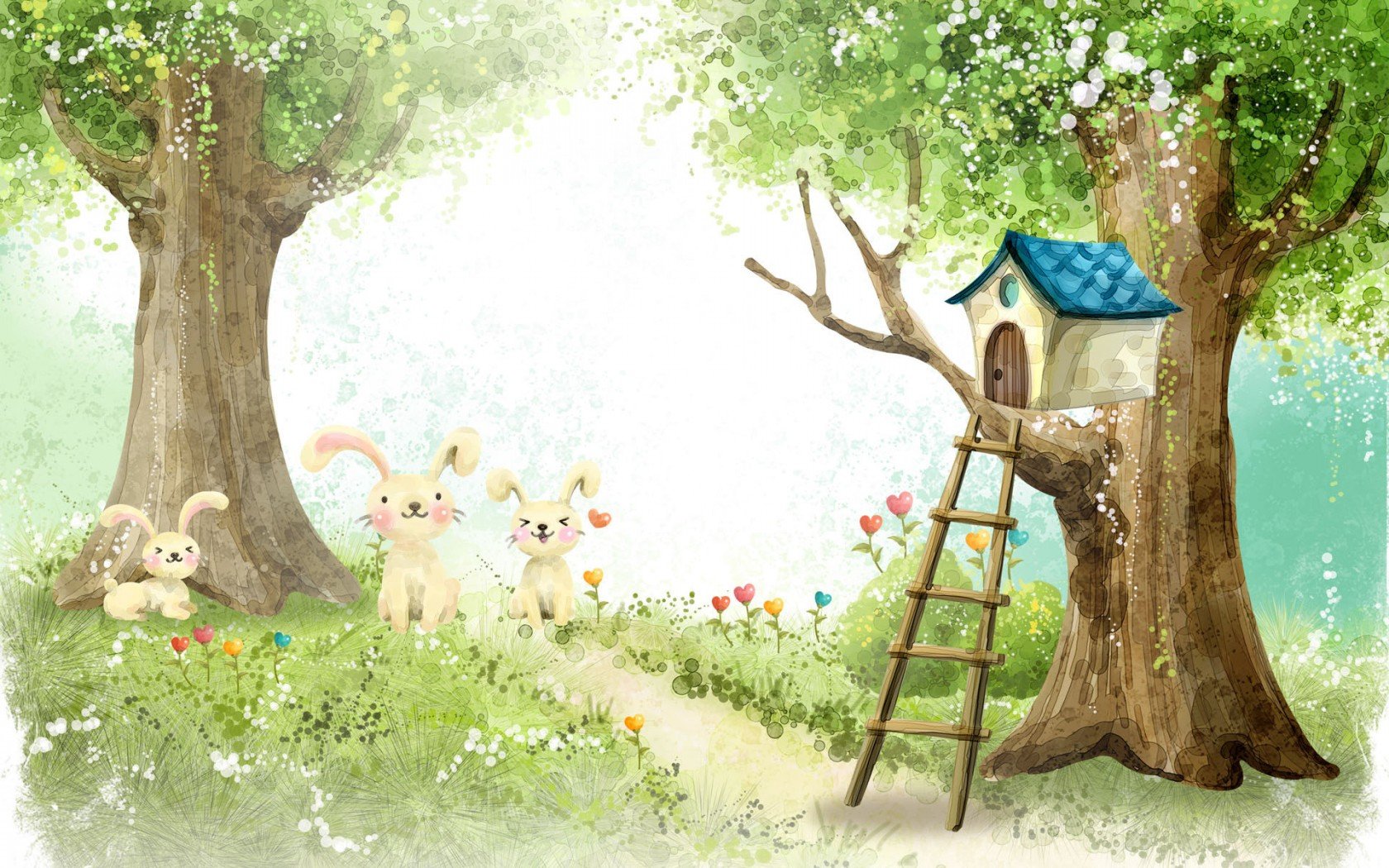disegno casa foresta lepri