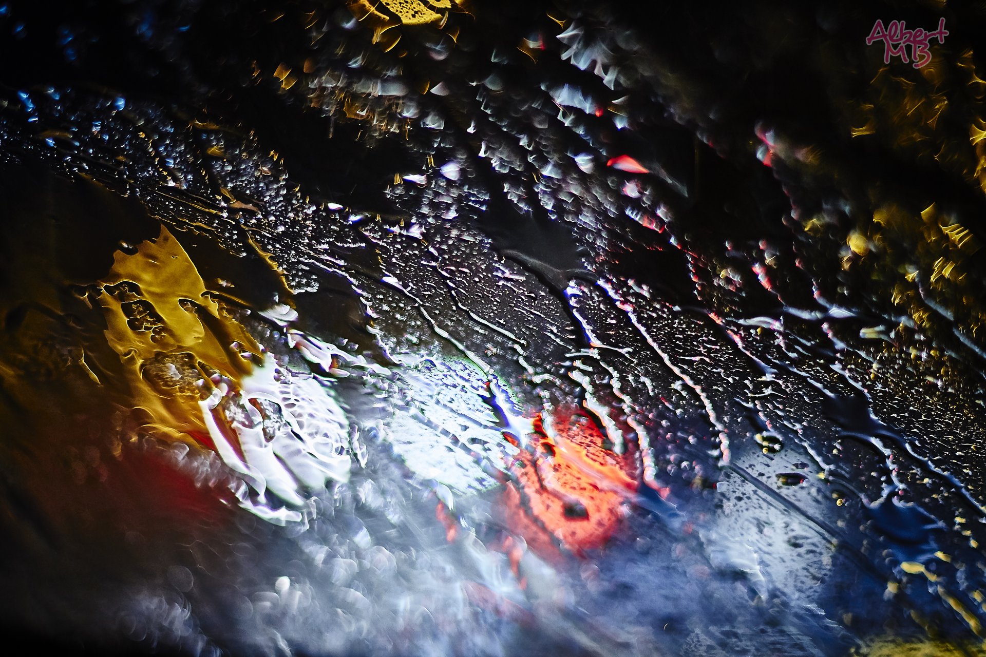 vetro gocce pioggia acqua luci bokeh notte macro