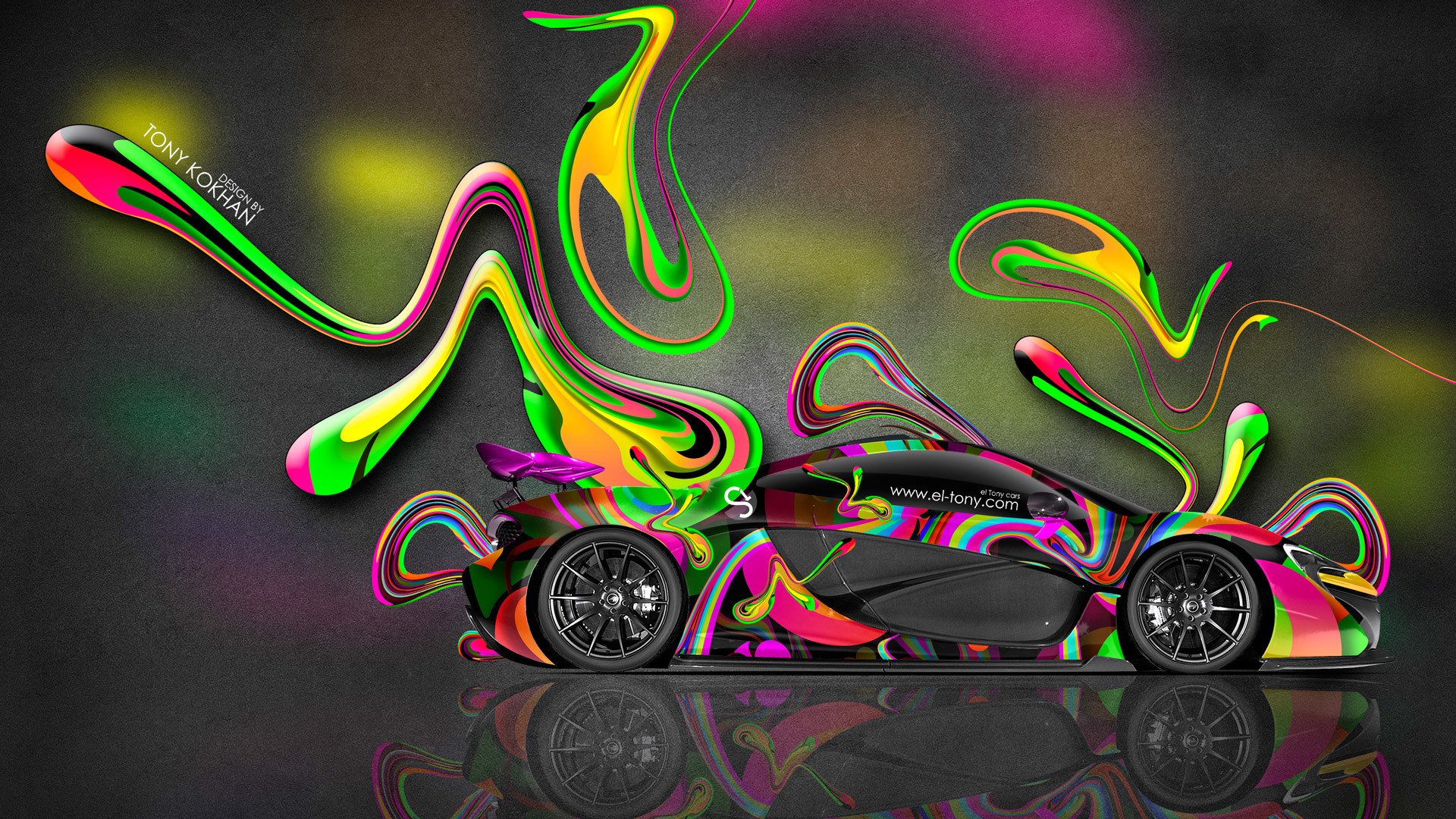 tony cohan mclaren p1 lato multicolori astratto aerografo carta da parati el tony cars photoshop stile mclaren p1 luminoso astratto plastica vista laterale multicolore auto 2014