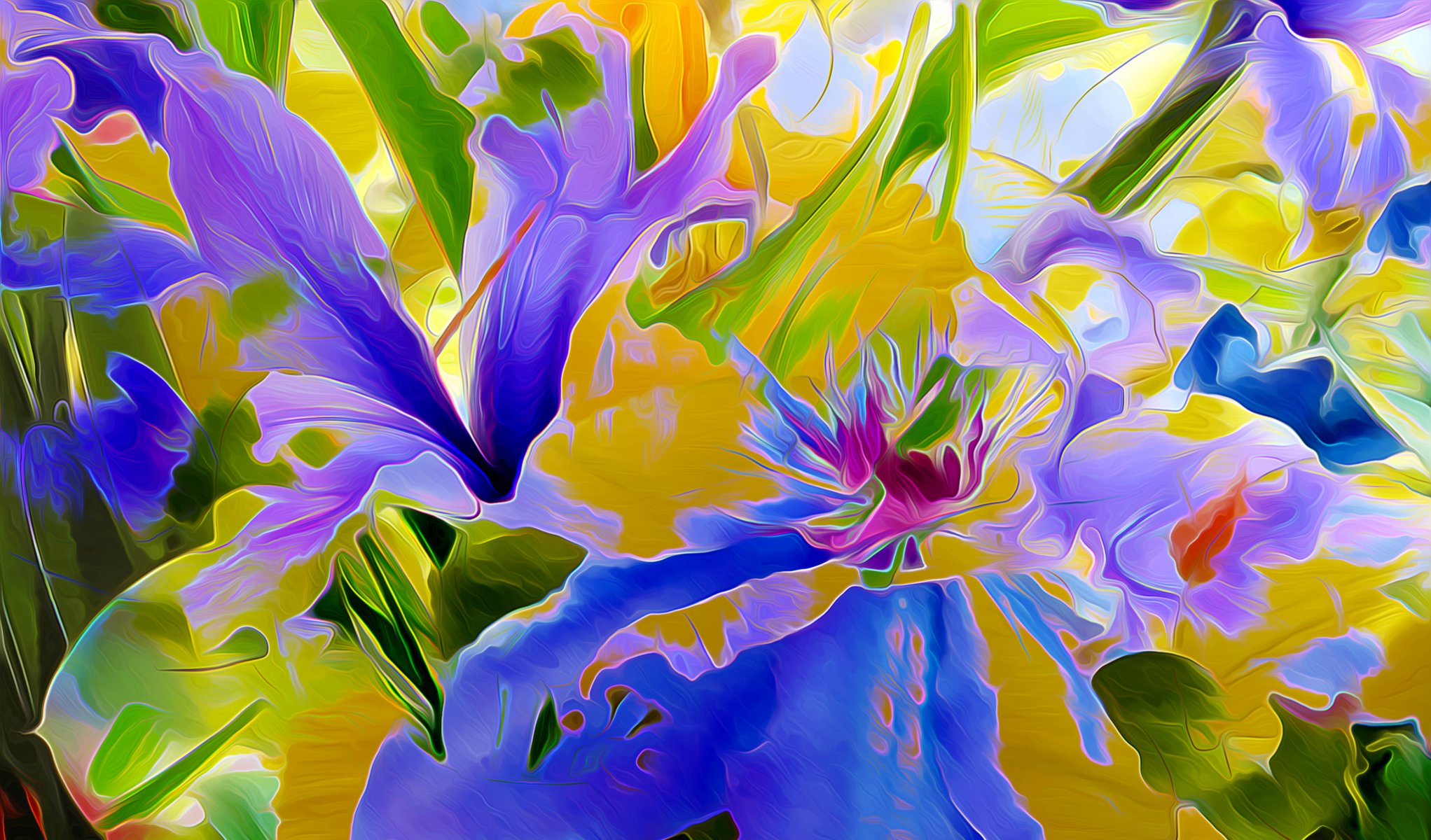 fiori petali foglie aiuola rendering natura