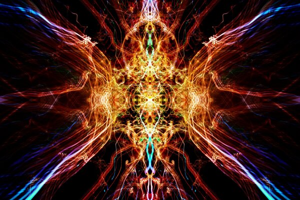 Caleidoscopio di luci colorate su sfondo nero
