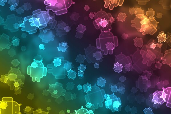 Icone colorate android disposte in modo casuale nell immagine