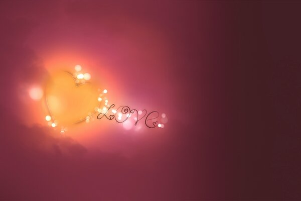 Cuore e iscrizione su sfondo rosa