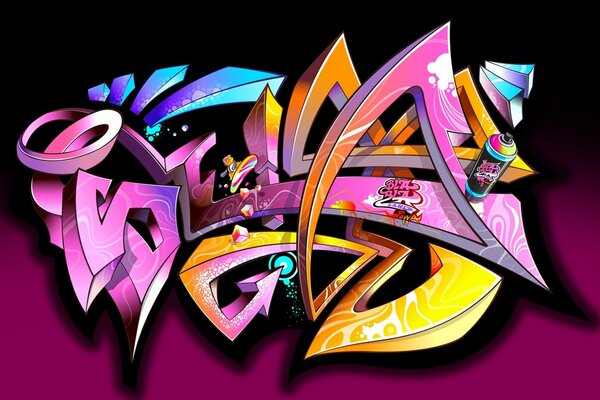 Graffiti multicolori voluminosi su sfondo uniforme