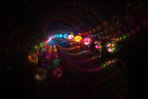 Onde di perline colorate su sfondo scuro