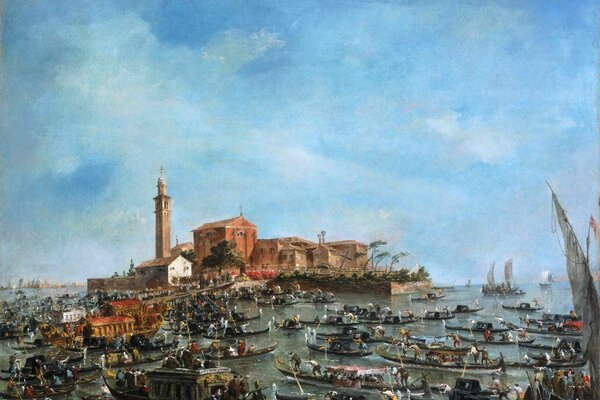 Le gondole salparono per la città di Venezia