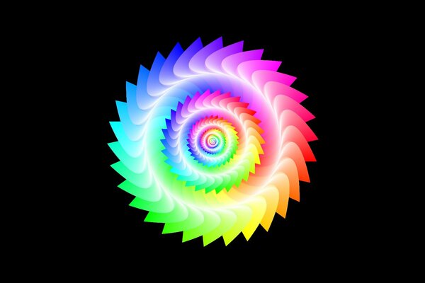 Oggetto rotondo colorato luminoso su sfondo nero