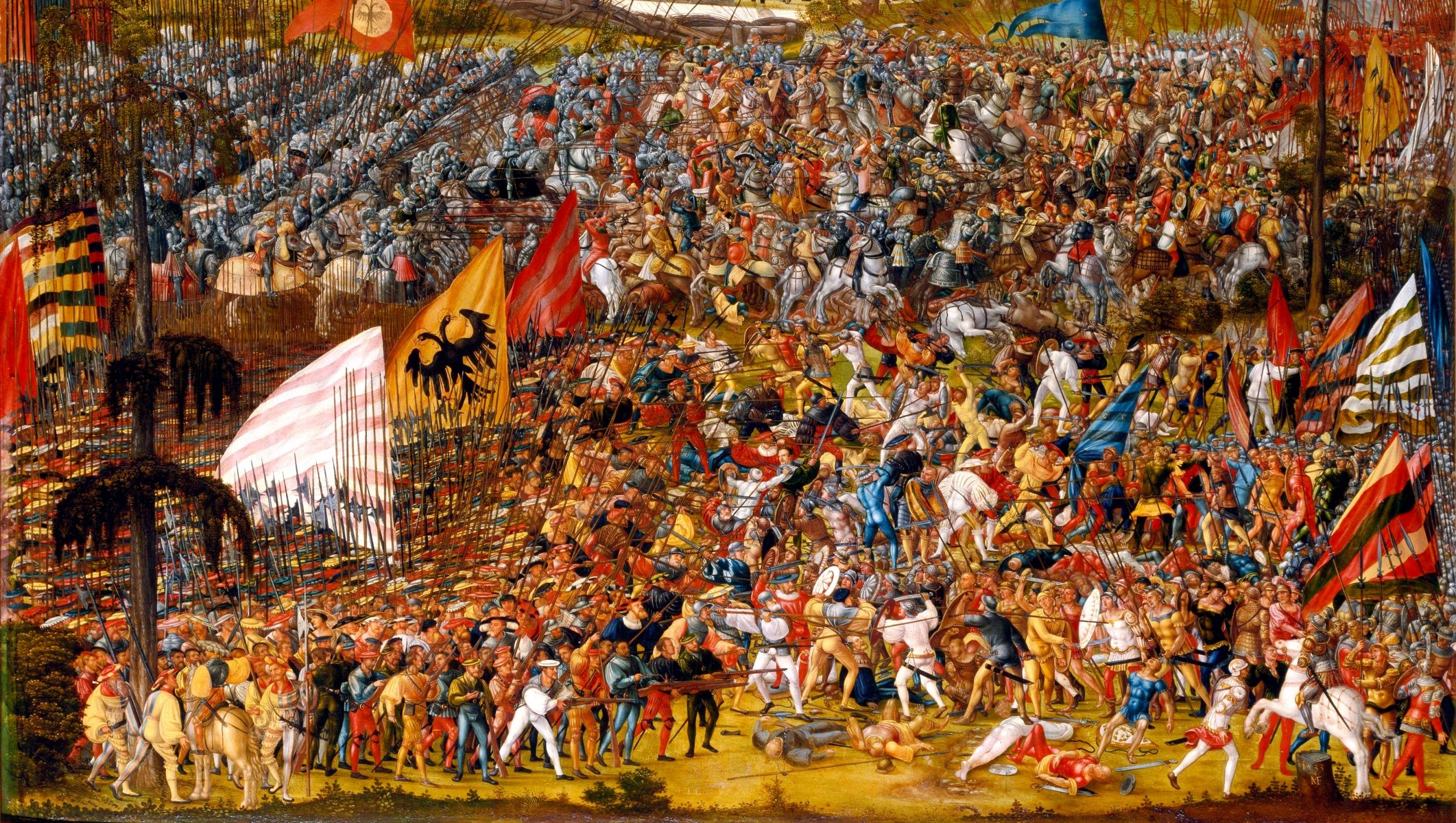 battaglia battaglia truppe stendardi pittura olio su tela