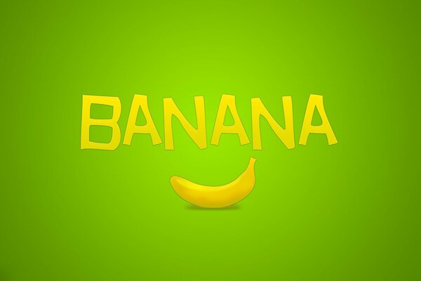 Iscrizione gialla di frutta banana su sfondo verde