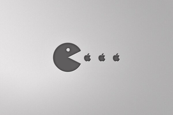 Packman che mangia i loghi apple