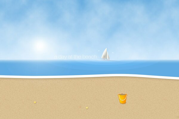 Spiaggia minimalista con onde e sabbia