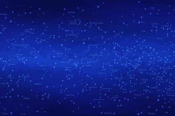 Mappa della costellazione su sfondo blu scuro