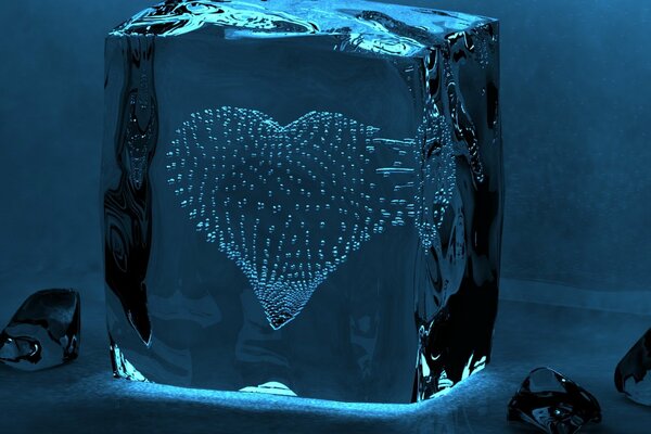 Cuore dall aria all interno del ghiaccio