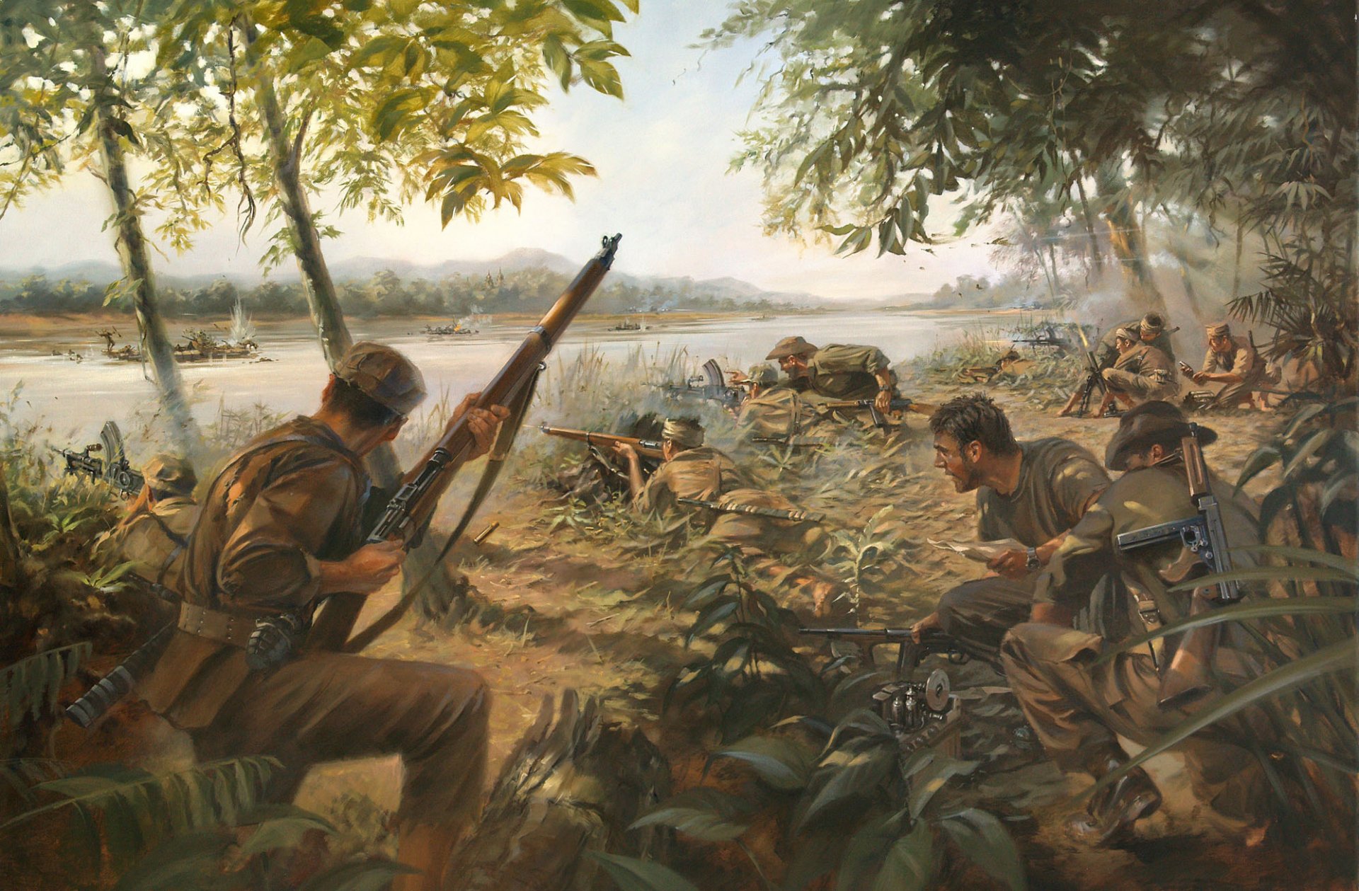 storia dietro la pittura guerra soldati armi arte