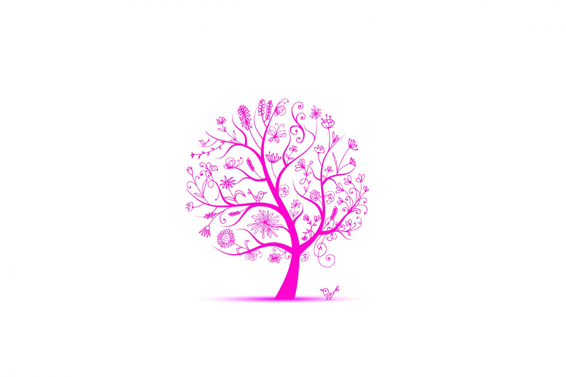 albero primavera foglie fiori uccelli