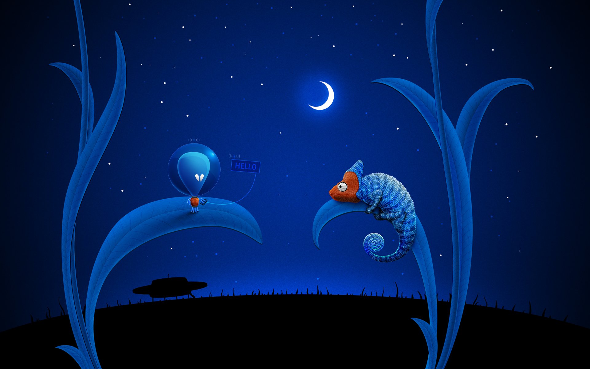 blu luna ufo alieno camaleonte