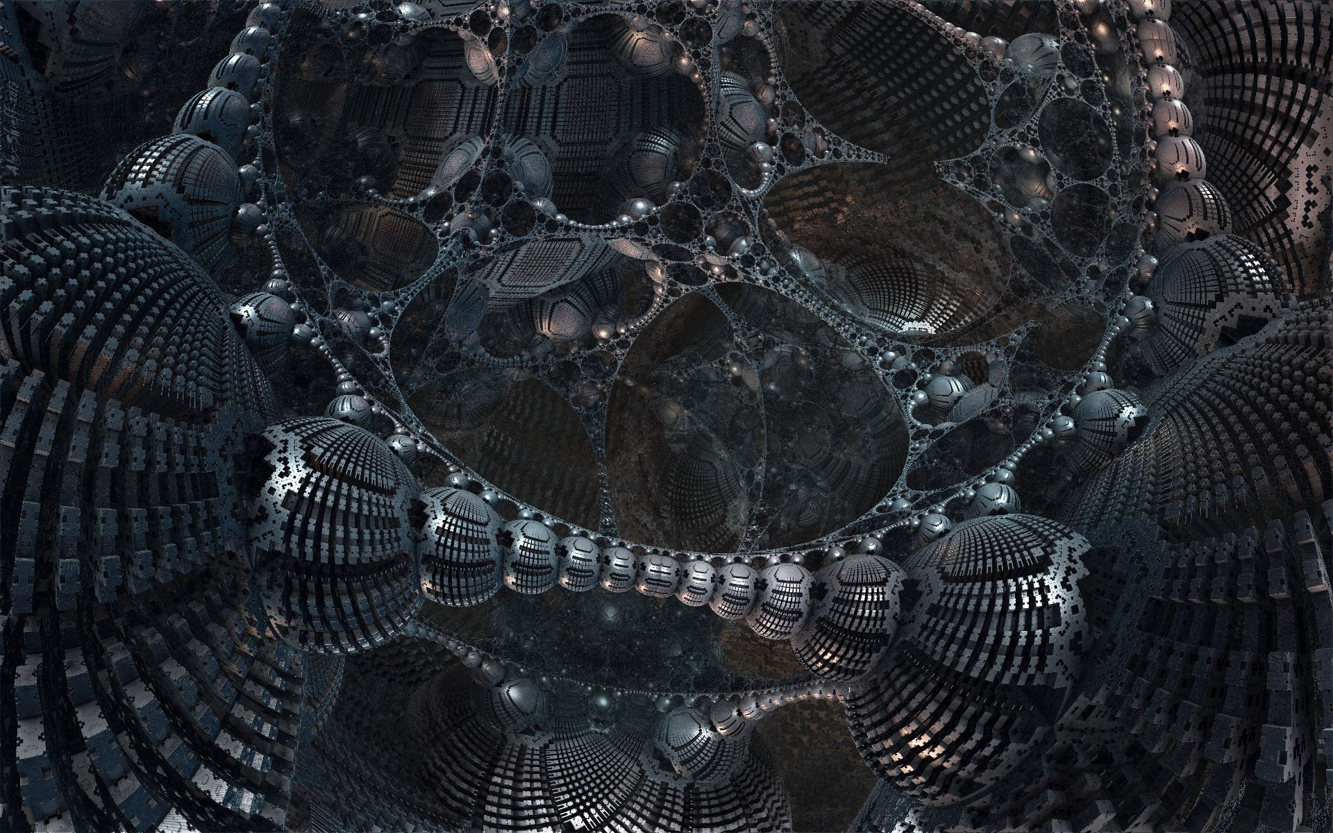 frattale 3d struttura costruzione metallo fantascienza astrazione