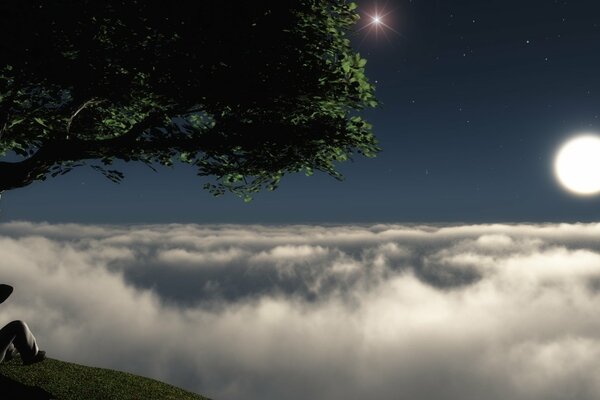L uomo ammira il cielo notturno